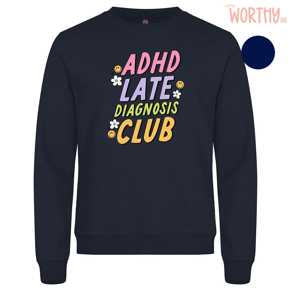 Miniatyrbilde: ADHD late diagnosis club | Unisex Genser
