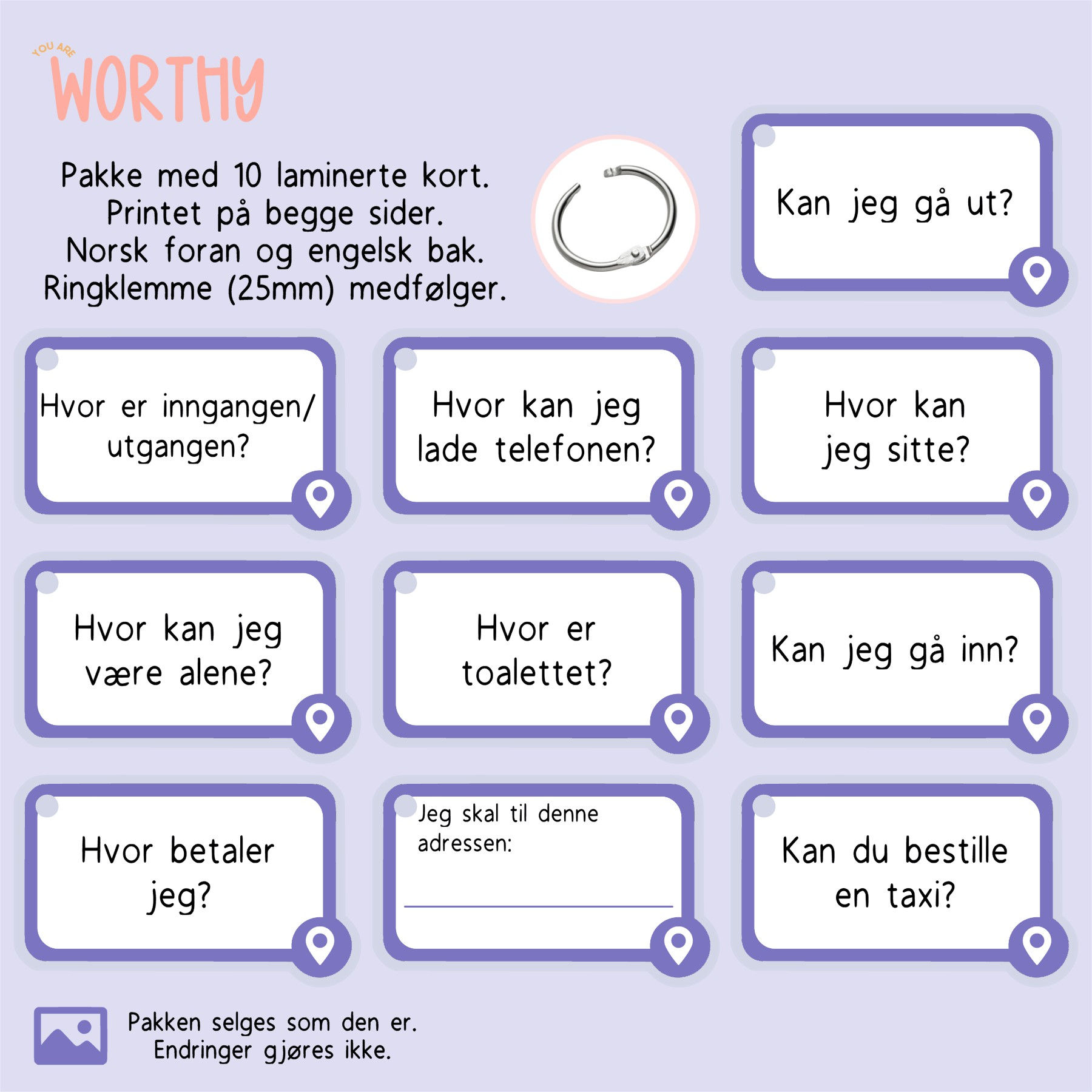 Steder & omgivelser | 10 kort på ring | Ordkort