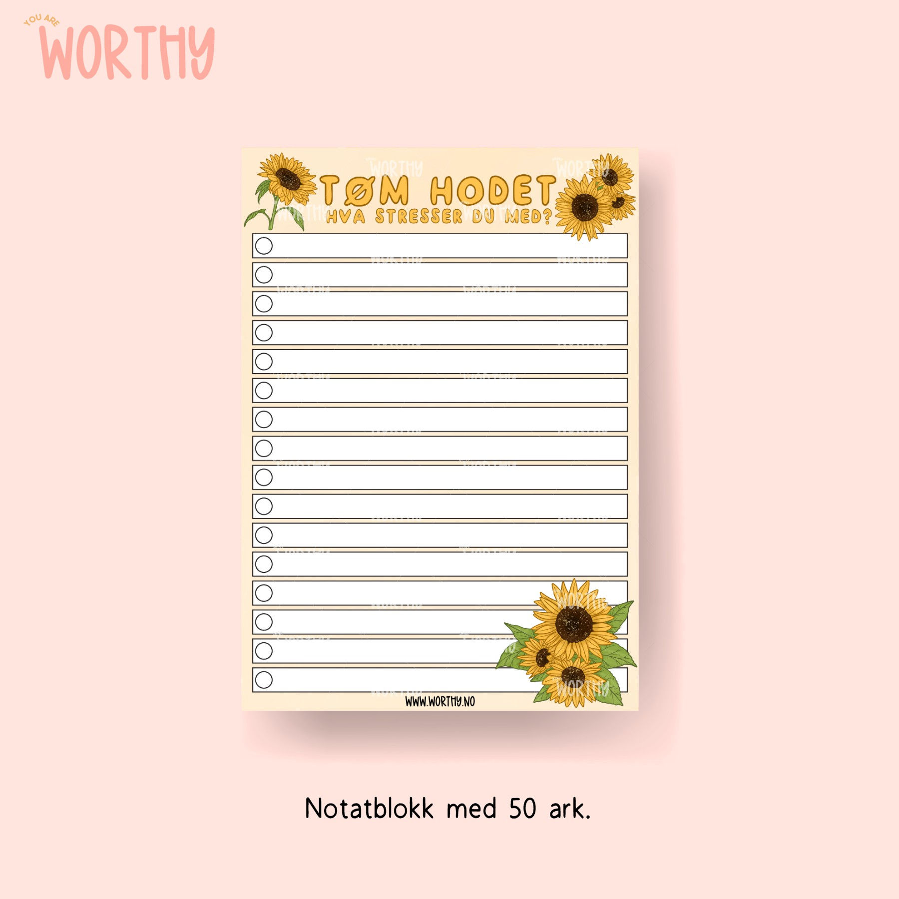Tøm hodet solsikke | Notatblokk med 50 sider