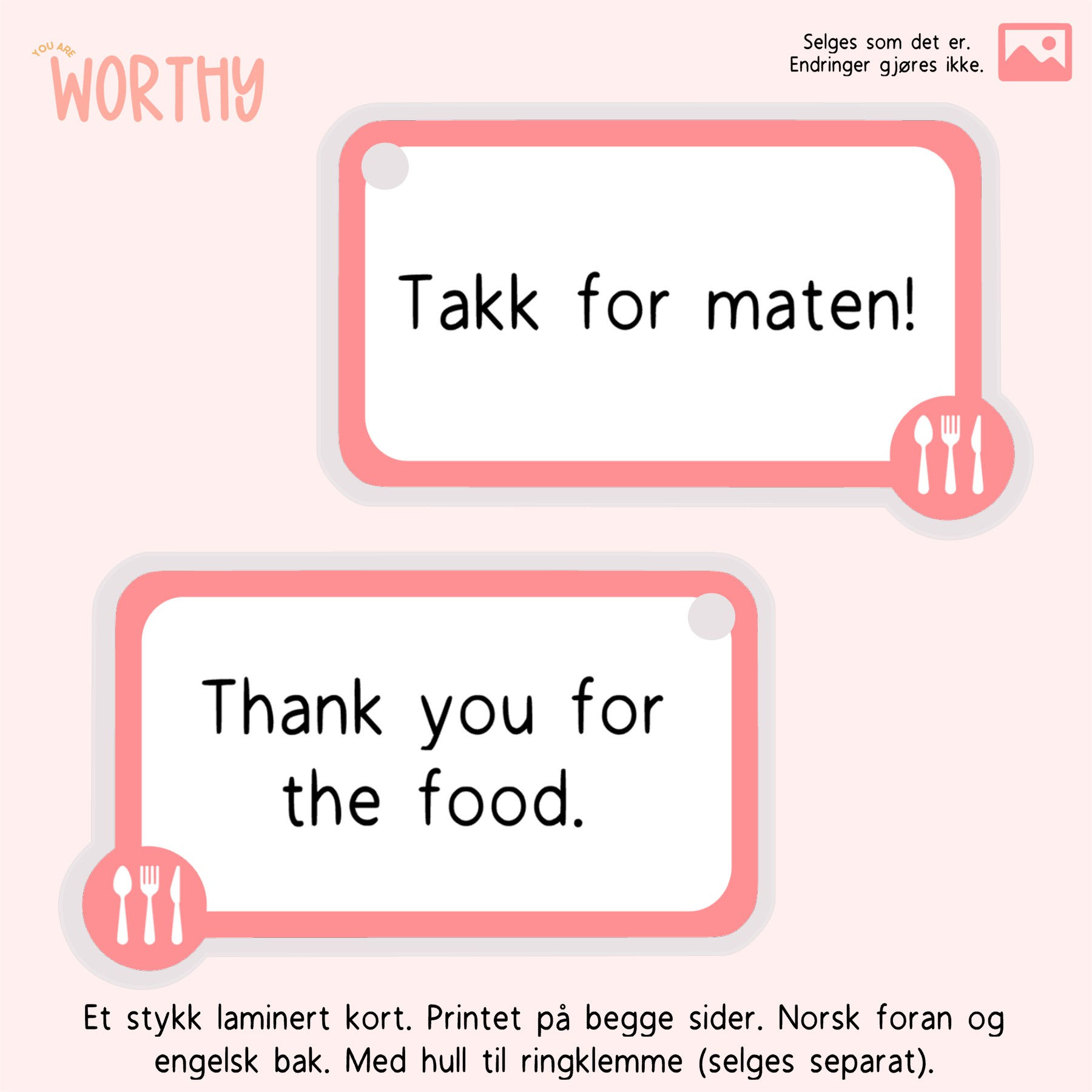 Takk for maten! | Et kort | Ordkort
