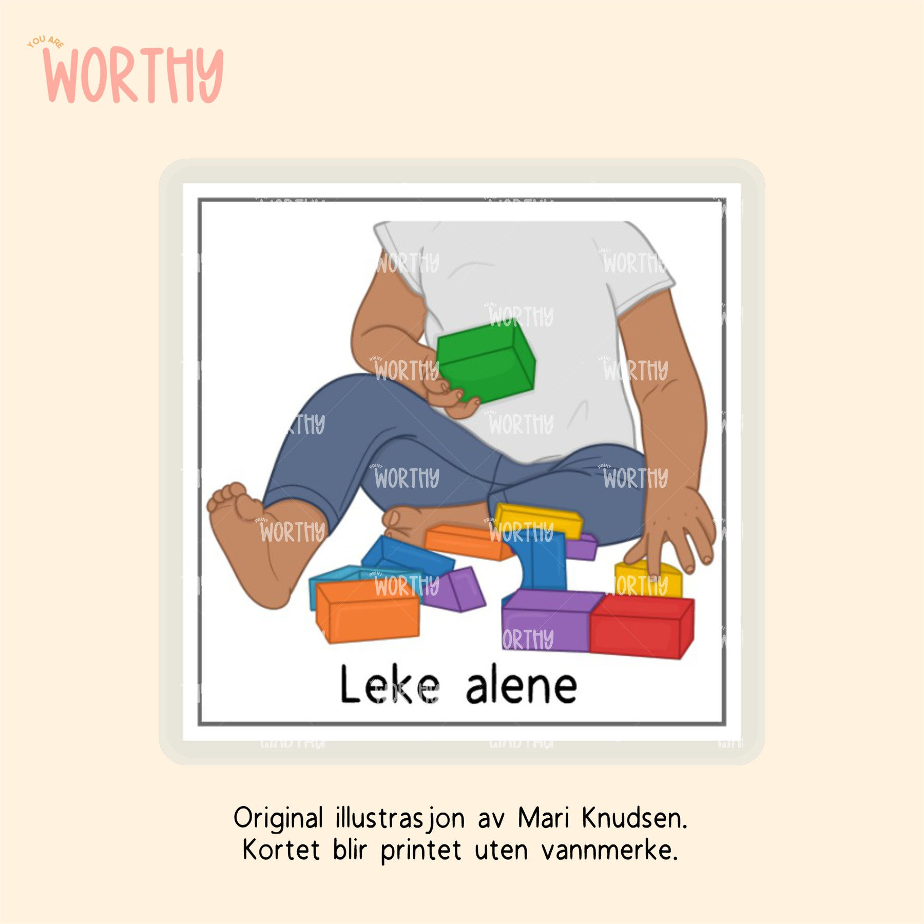 Leke alene - Bildekort
