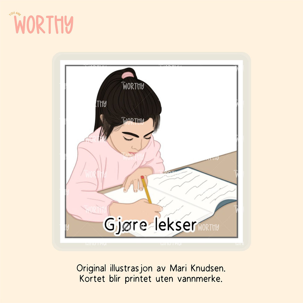 Miniatyrbilde: Gjøre lekser jente - Bildekort