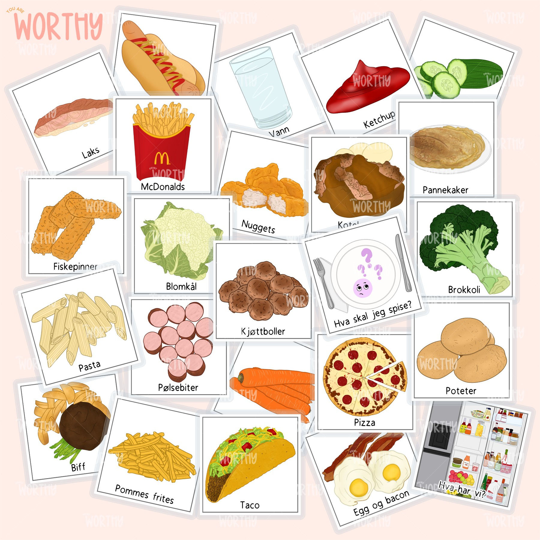 Middag | Pakke med 24 bildekort