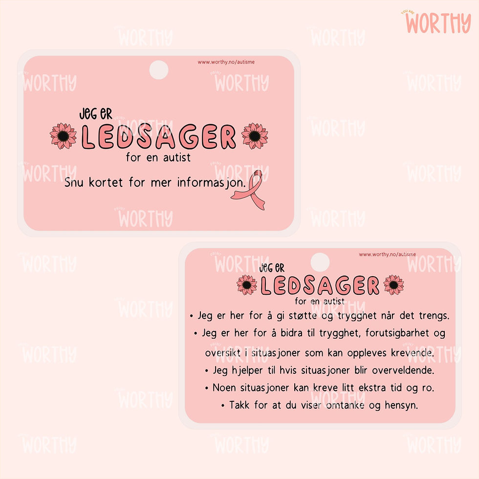 Miniatyrbilde: Jeg er ledsager for en autist/person med autisme | Informasjonskort liggende