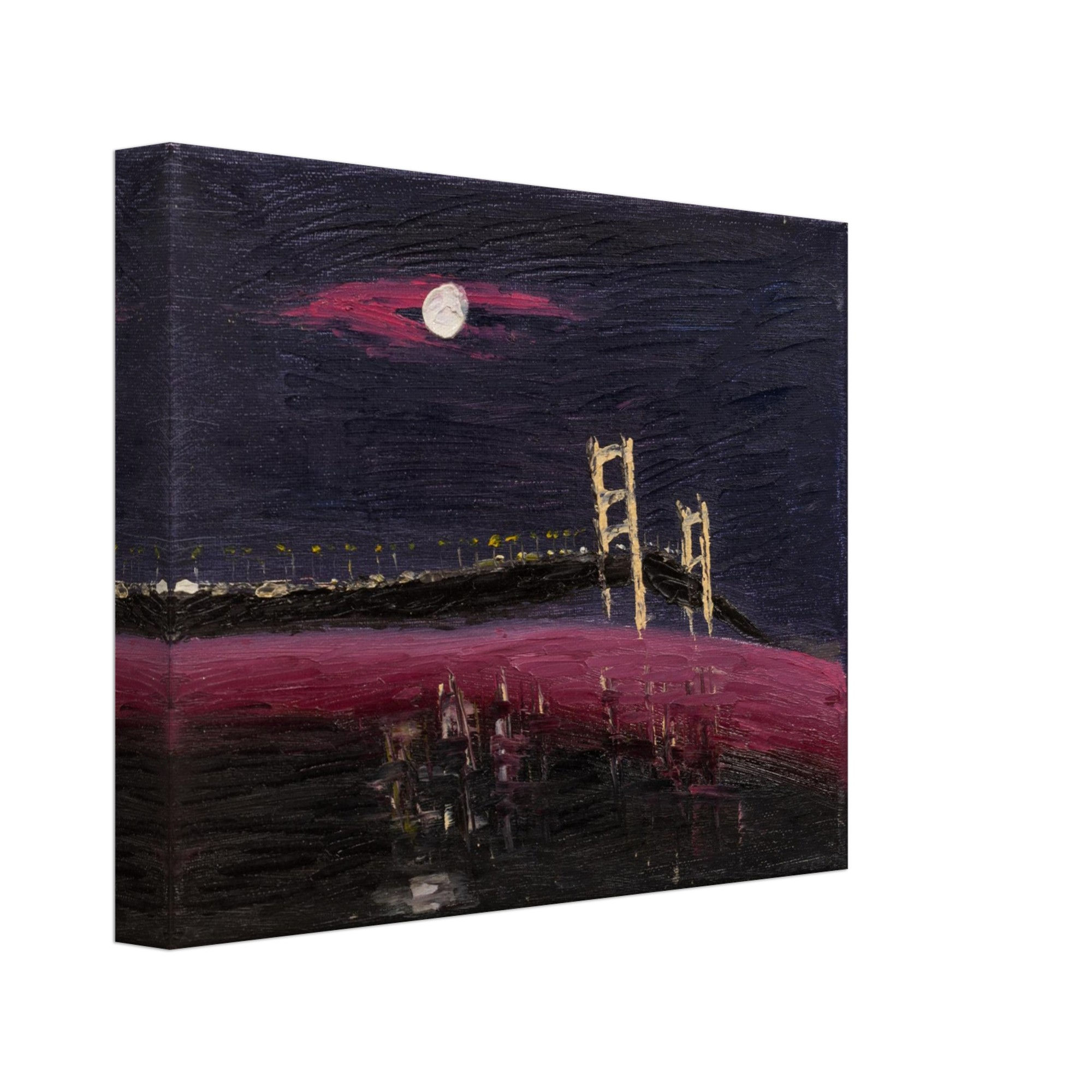 Impressionist Mackinac Bridge at Night - Canvas