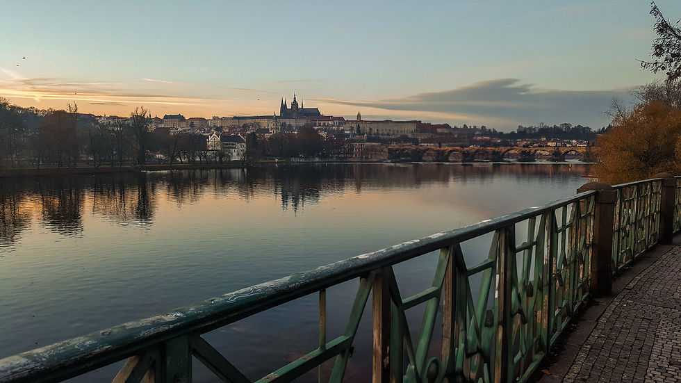 Beautiful sunset in Prague, Czechia