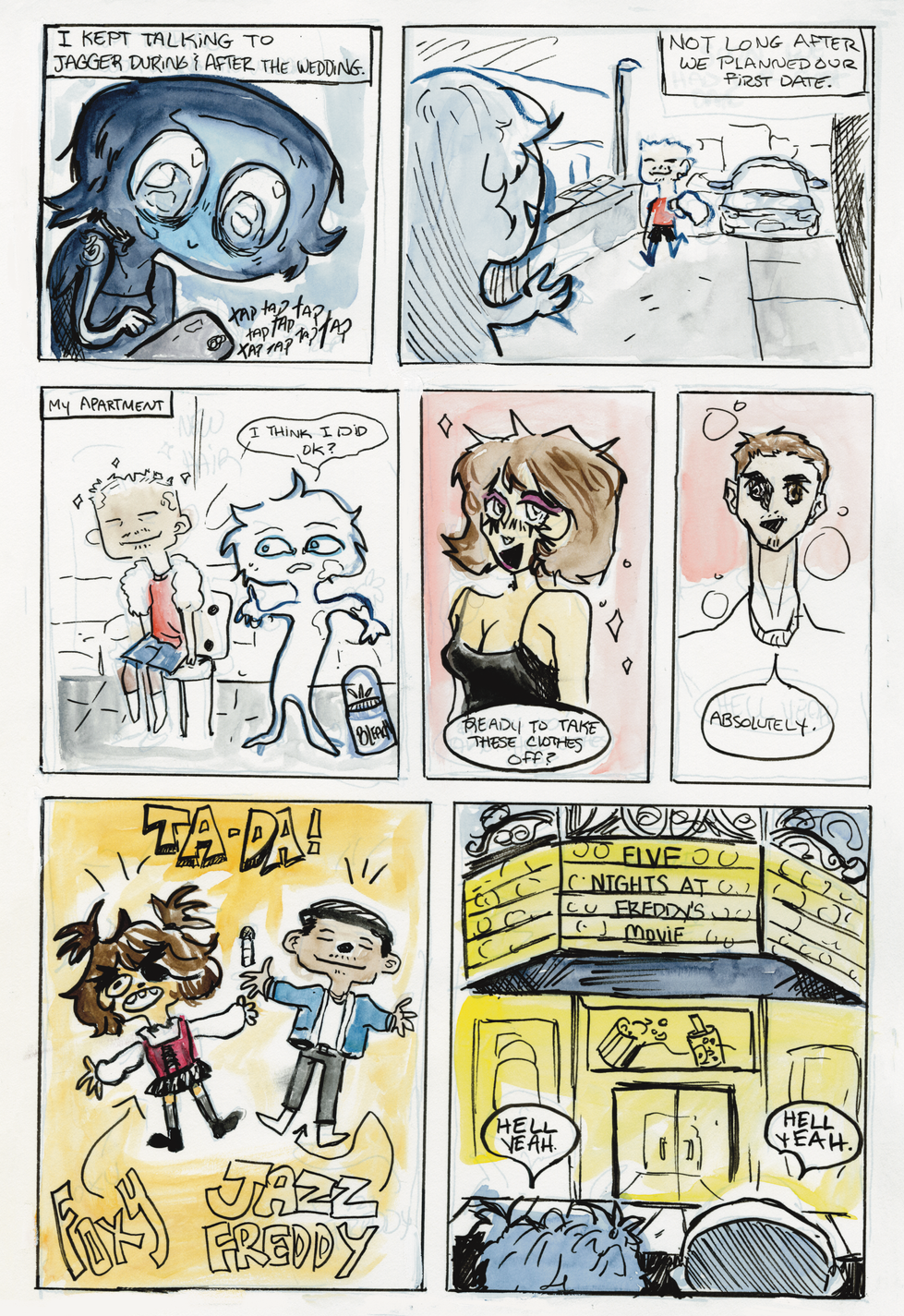 Comic strip with text bubbles and characters. Sketchbook Work. Illustrations By Mej.