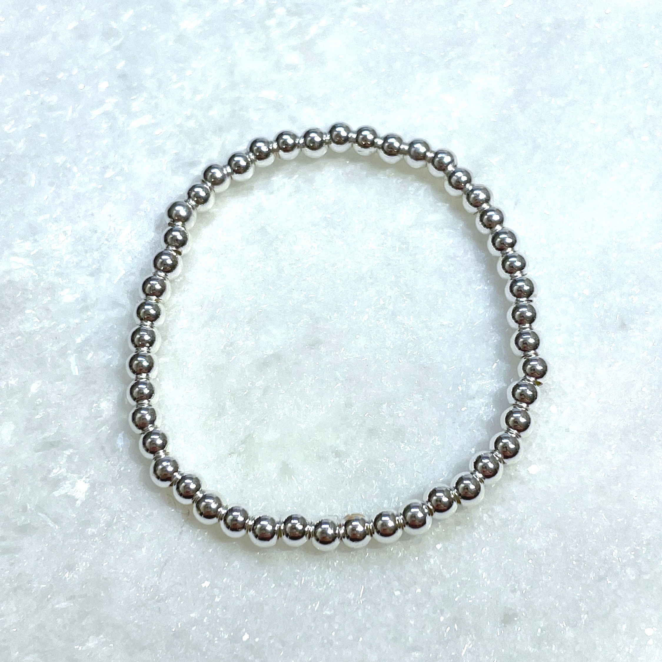 KIDS 4mm Silver Plated Bead St Bracelet B460-SS