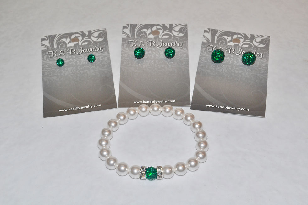 Thumbnail: Rider Green Crystal Pave' Ball Studs