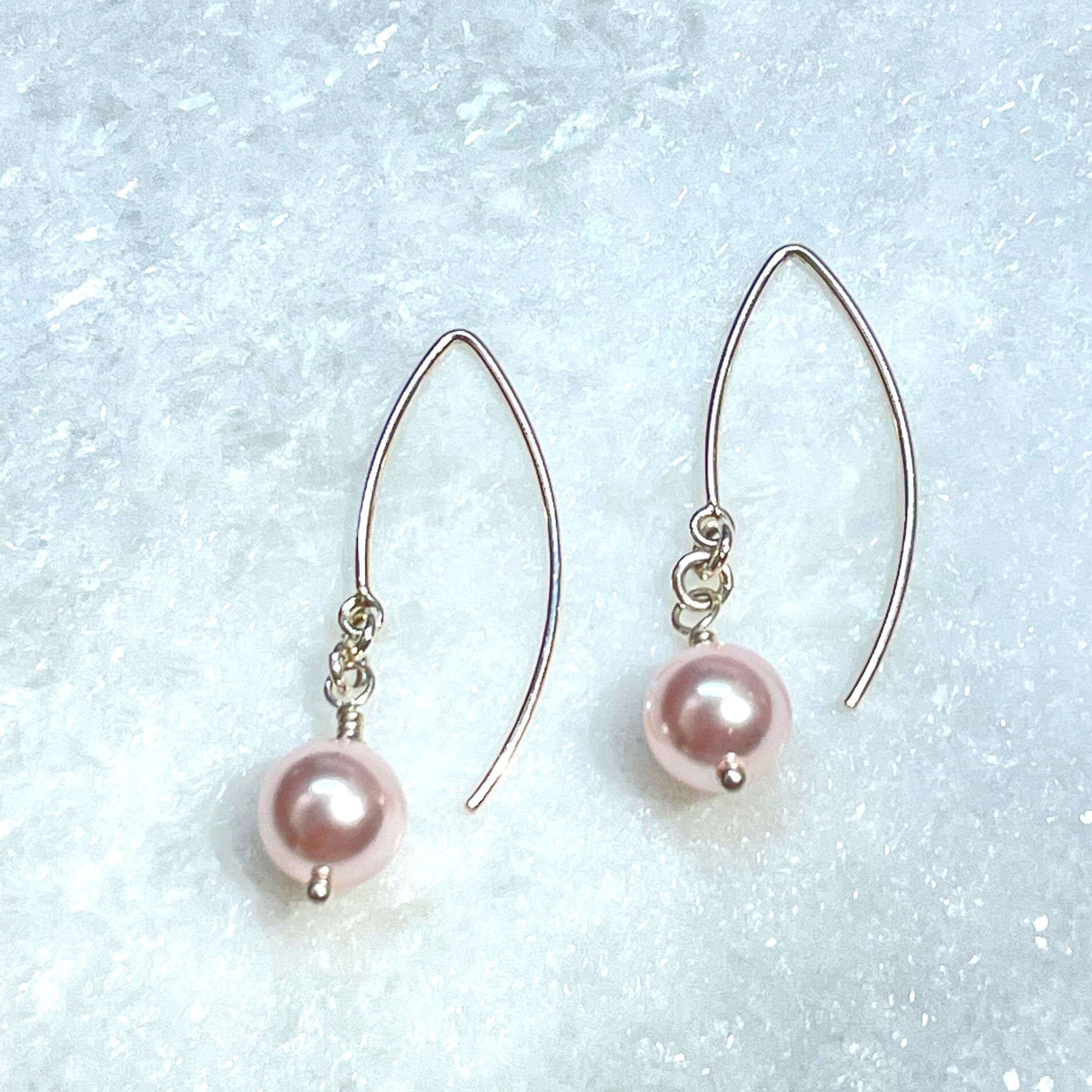 SS Pink Pearl Earrings EM103-SS