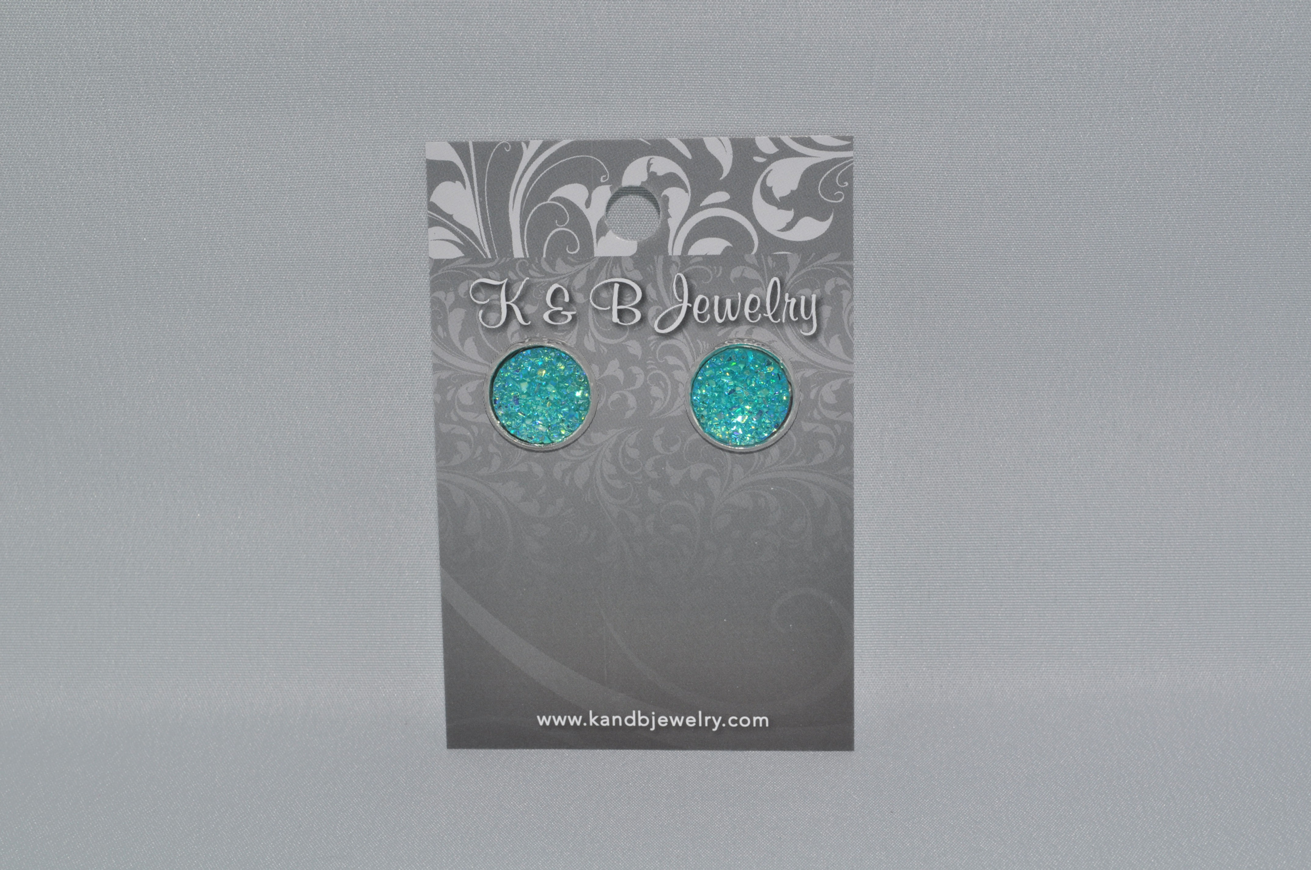AB Aqua Druzy Studs  EST-081-SS