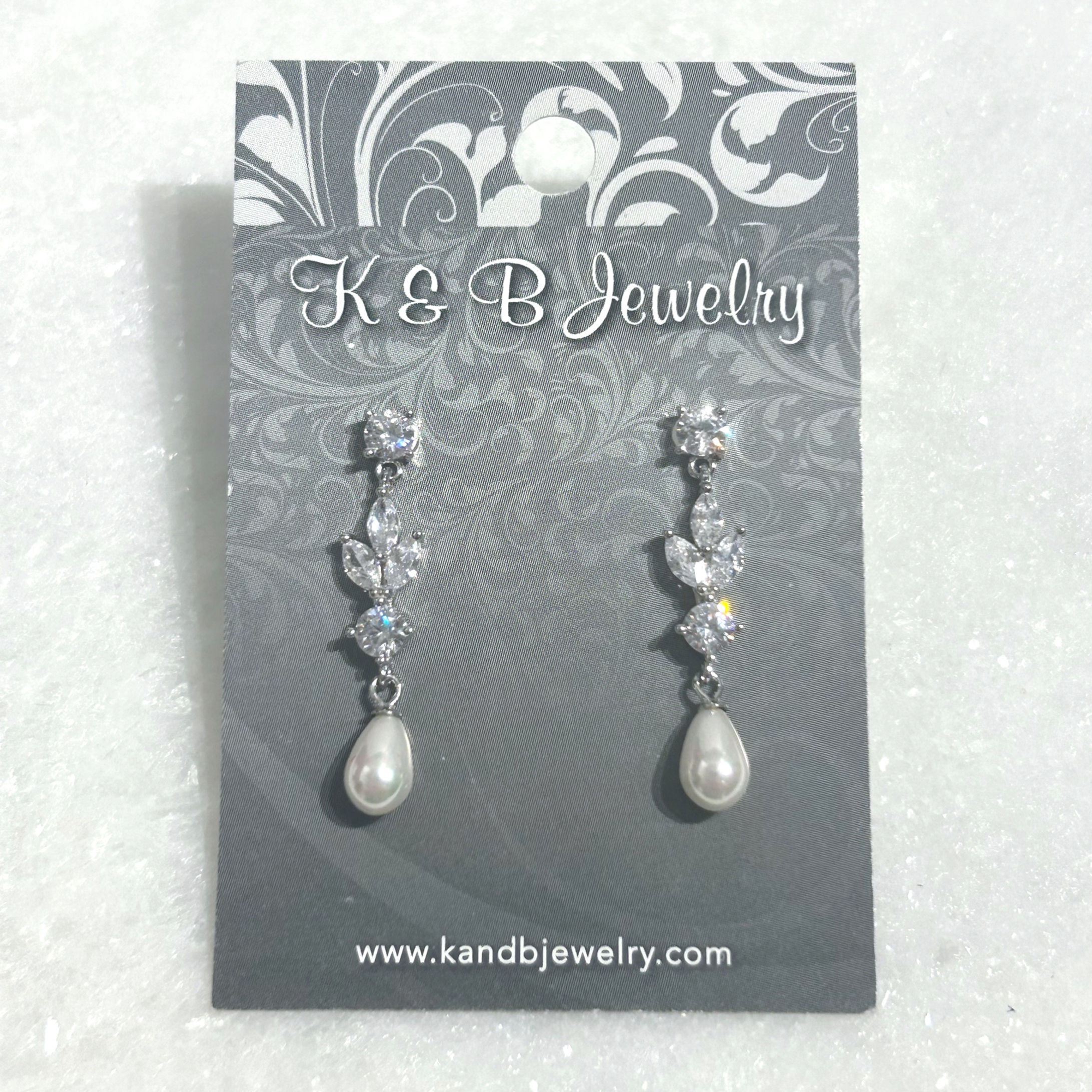 SS CZ & White Pearl Drop Studs EST-248-SS