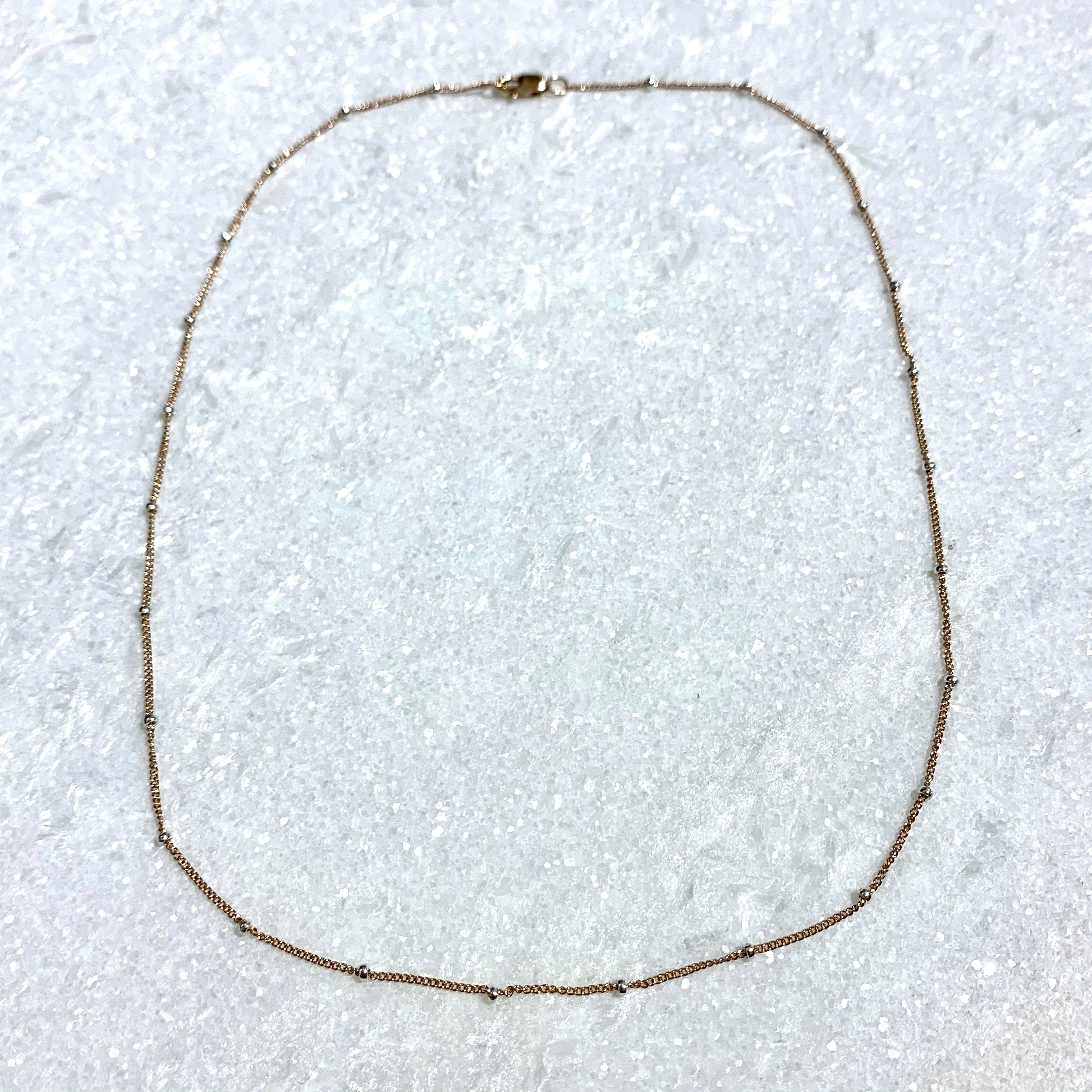 RG Curb Chain + Silver Bead Choker Necklace NS034-RG