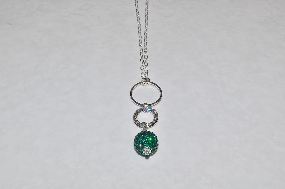 Green Pave' Ball & Circle Necklace NL114-SS