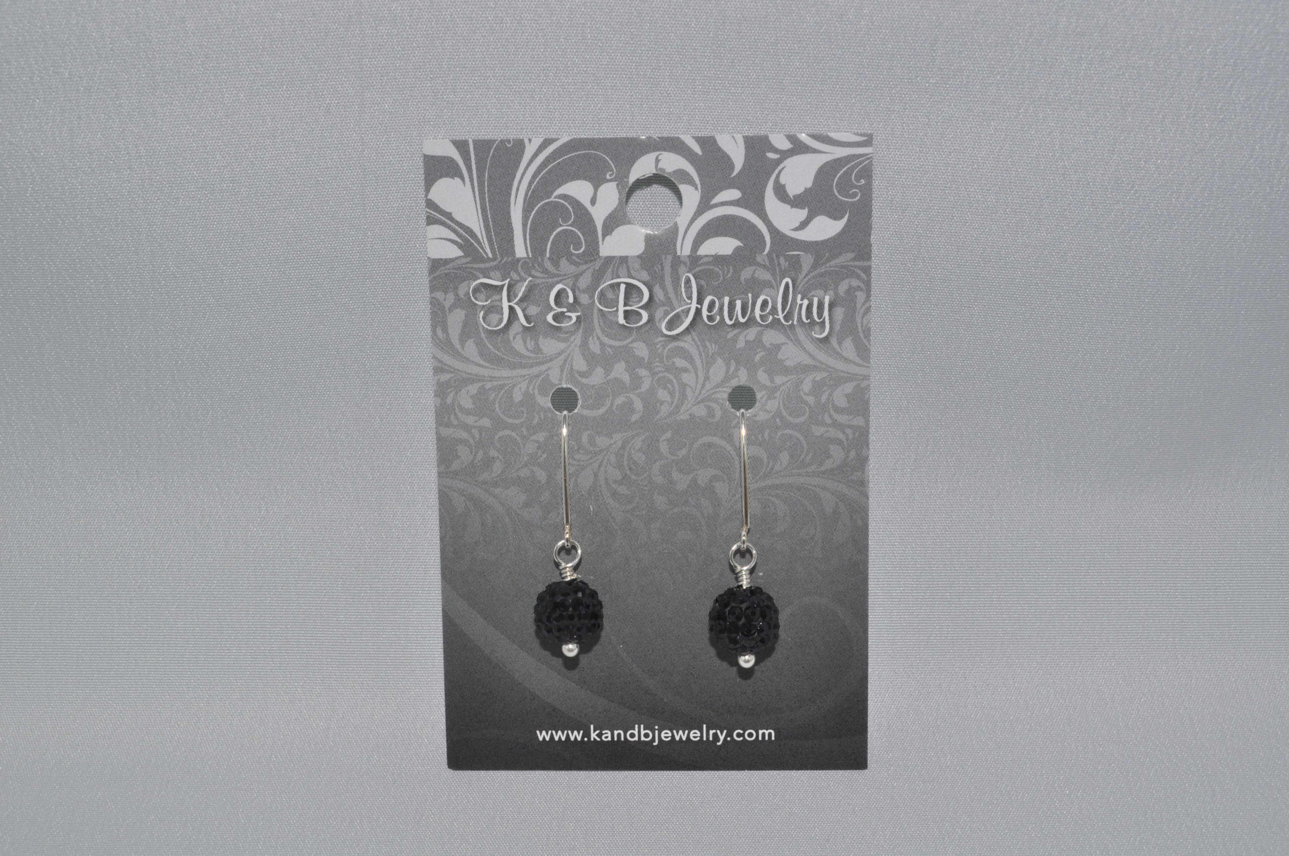 Black Crystal Pave' Ball Earrings  EM018-SS