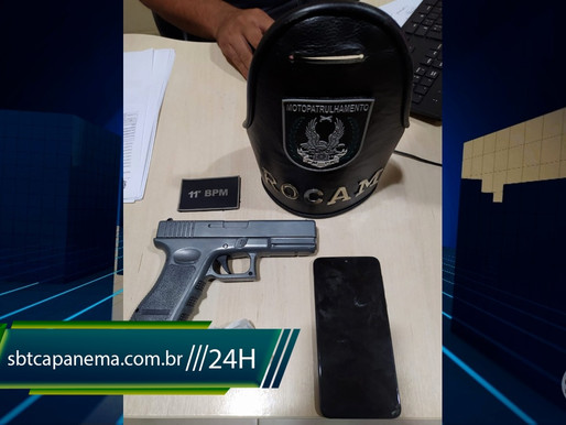 Homem é detido e preso pela Rocam na praça da bíblia com drogas e simulacro de arma de fogo