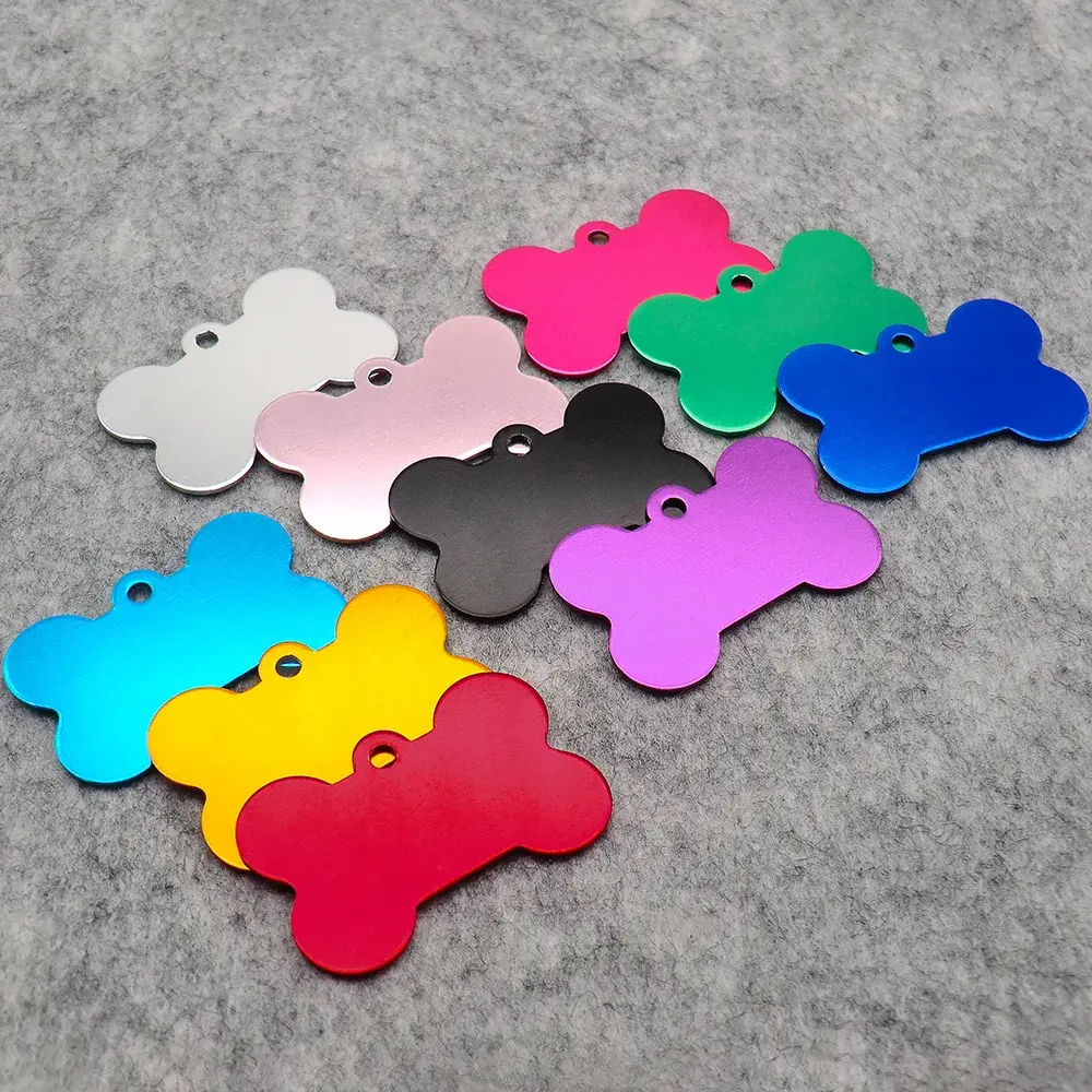 Plaque identification gravée pour chien - forme "OS"