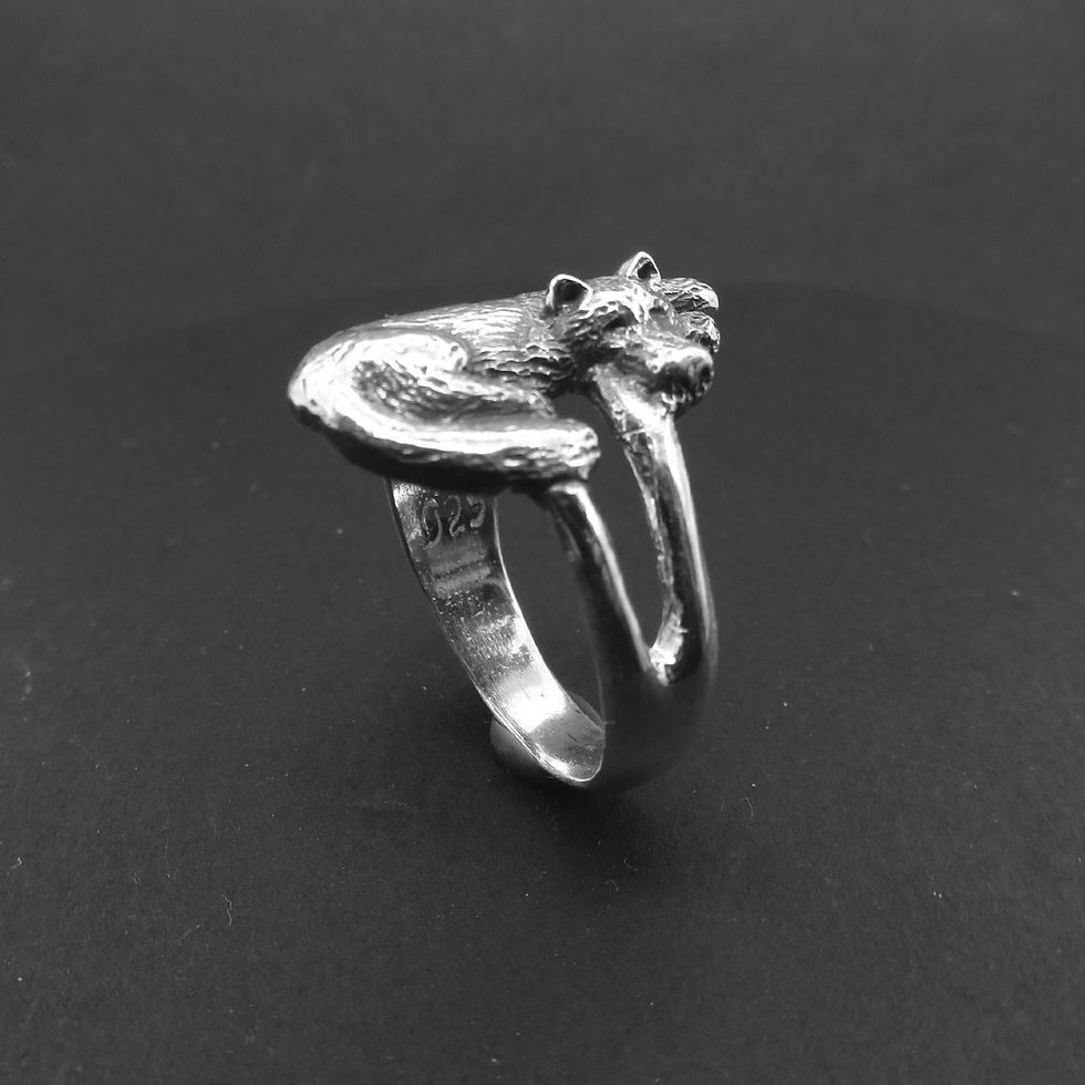 Thumbnail: Lying Wolf Ring in Sterling Silver