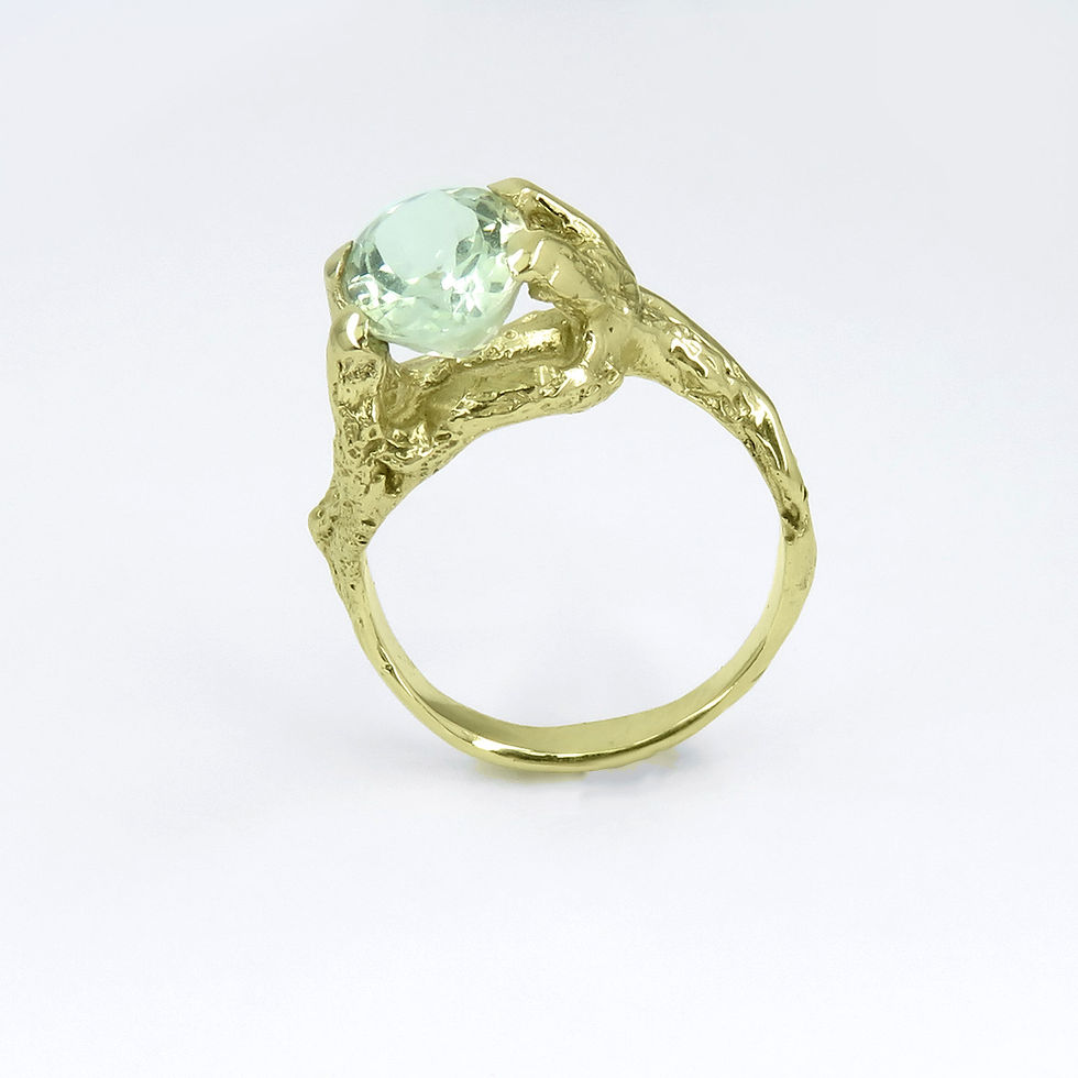 Thumbnail: 14K Yellow Gold Ring with Green Aquamarine - Organic Jewelry Design