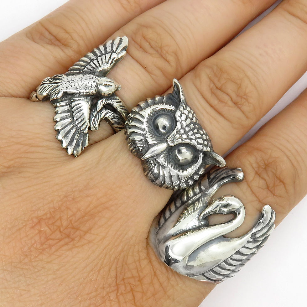 Thumbnail: Sterling Silver Owl Ring