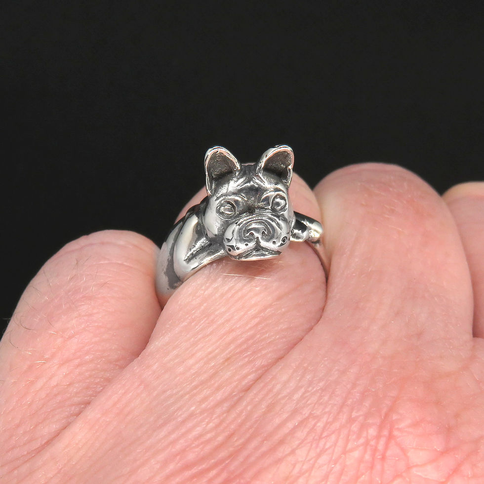 Thumbnail: French Bulldog Ring in Sterling Silver - Frenchie Ring