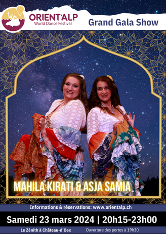Asja Samia & Mahila Kirati
Danze gitane in Svizzera, spettacoli e corsi a Montreux, Vevey, Vallese, Berna