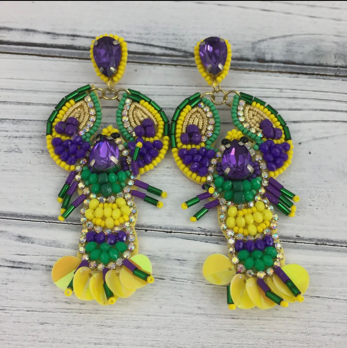 Beaded Crawfish Earrings 