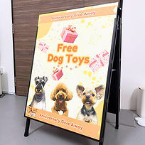 Foamboard display stand for dog toy company