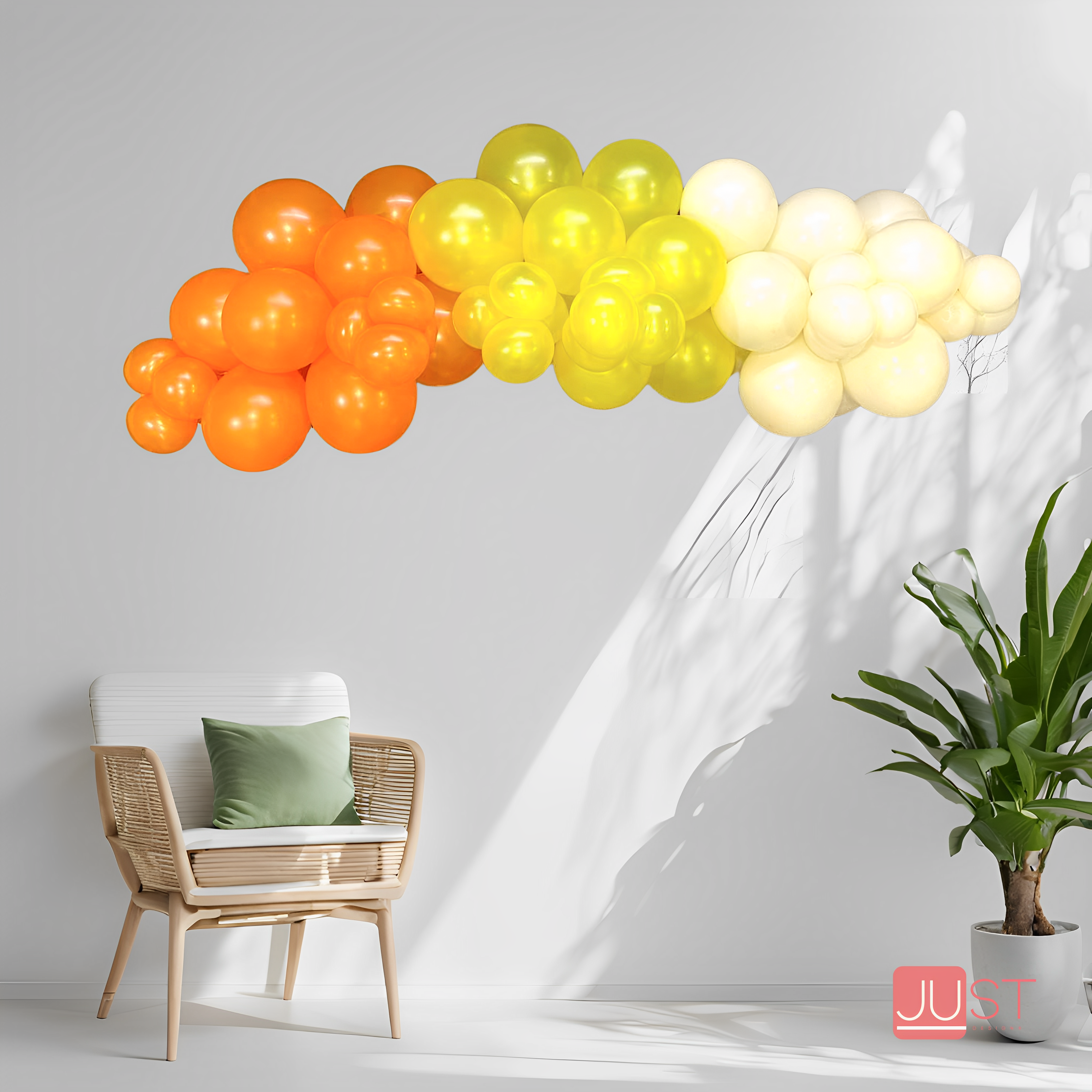 Sunny Organic Balloon Garland -- [Orange, Yellow, Ivory White]