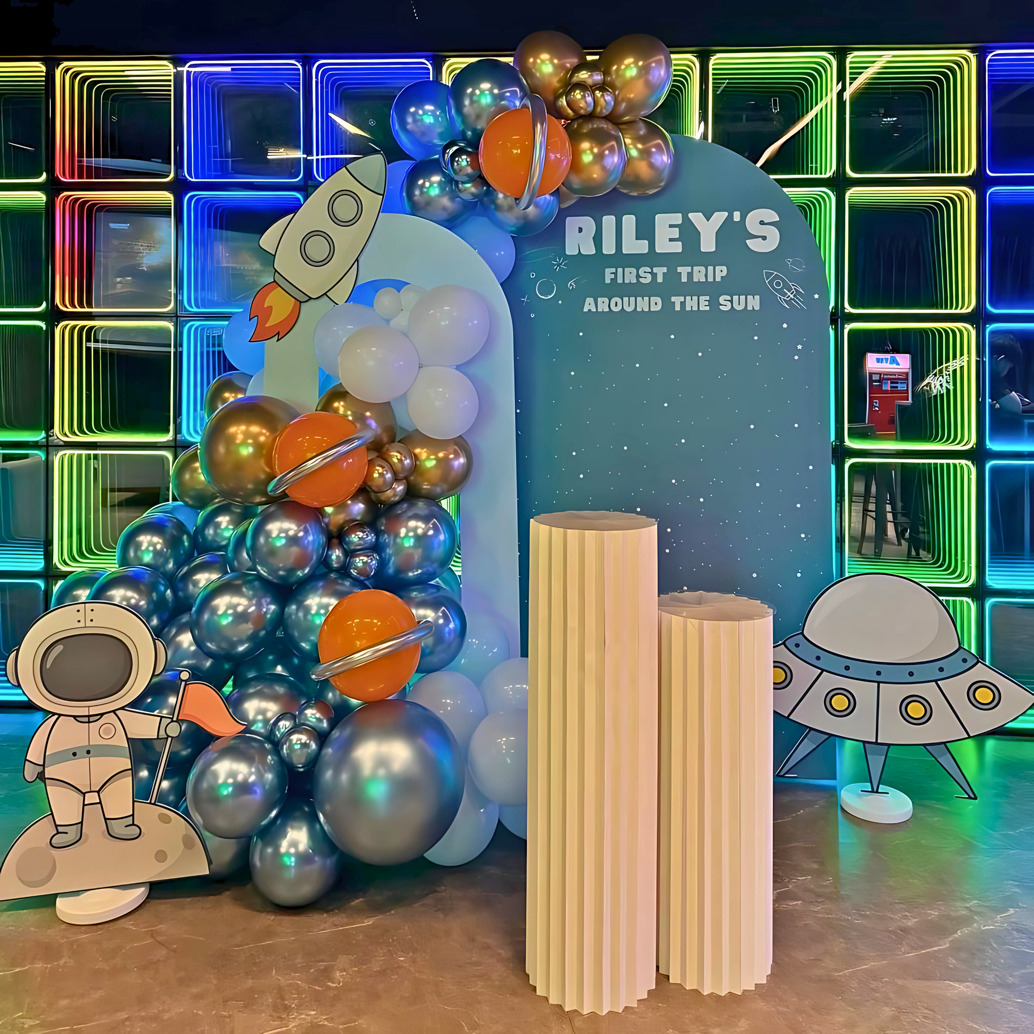 Space Themed Balloon Arch Backdrop - Kids Birthday Decoration