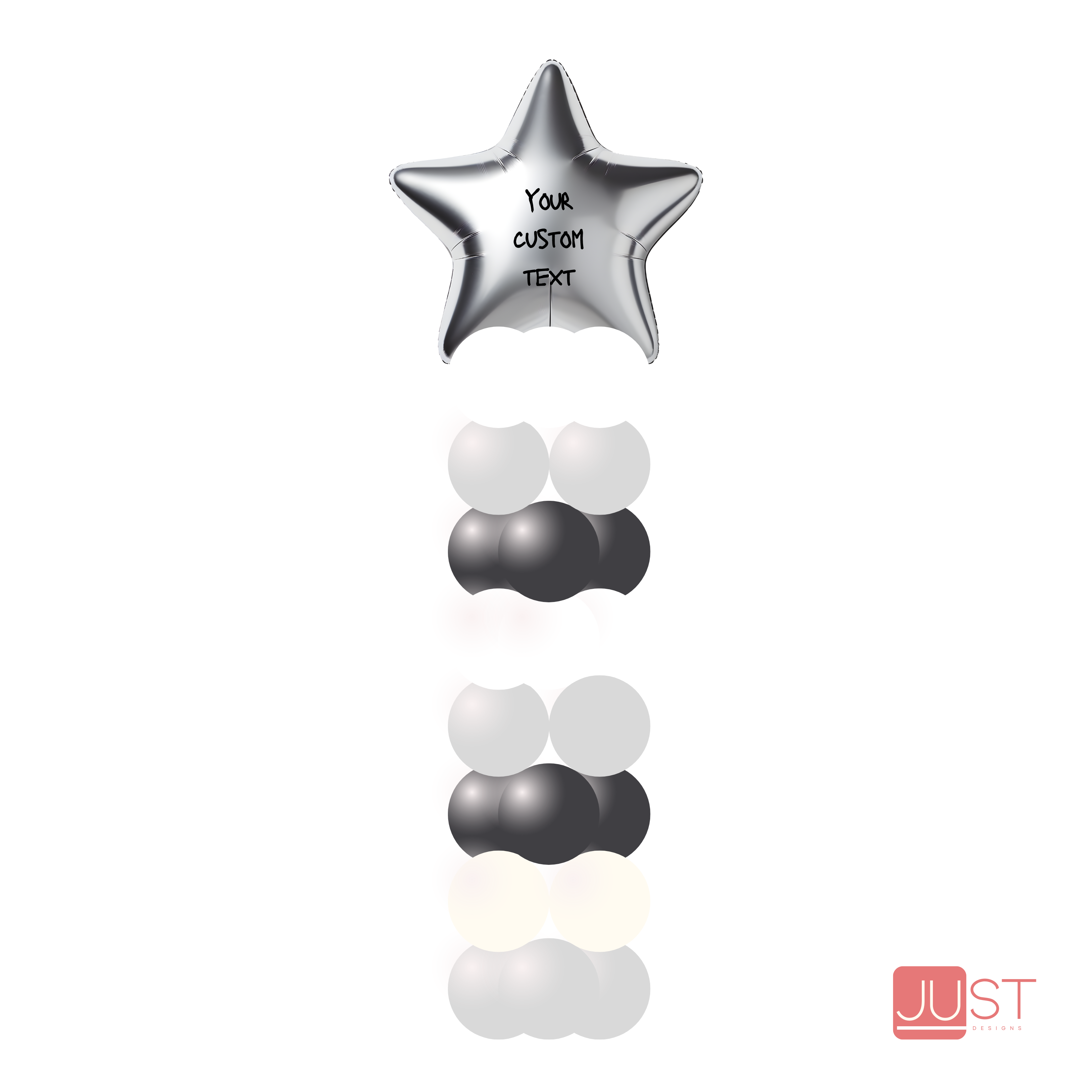 Sliver Star Foil Balloon Column Stand -- 24' Inch Custom Word Stacked Column
