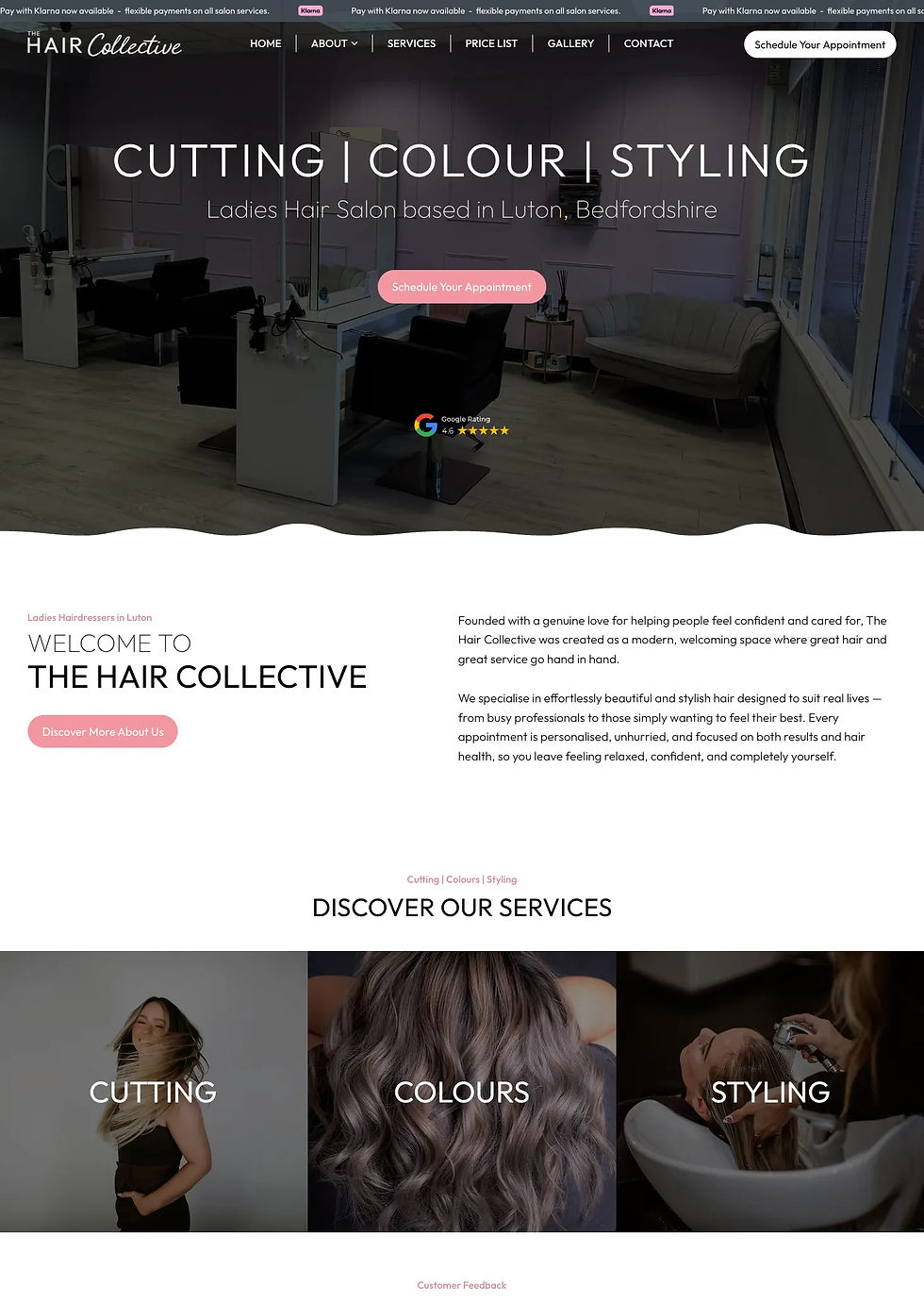 Professional hair salon website