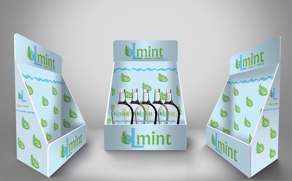 Expositor y botellas Lmint