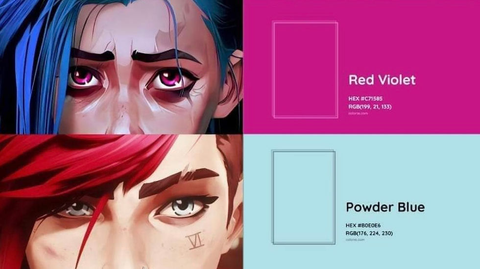 Dois olhares de desenho com cor azul e rosa