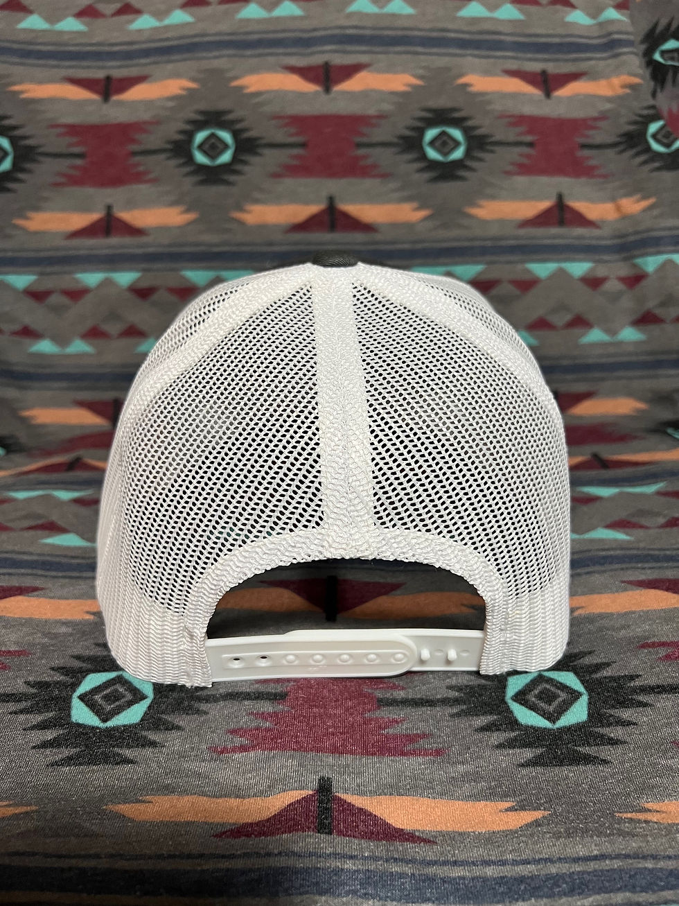 Thumbnail: Charcoal Hat, White Mesh, West River Buckle Logo, Low Profile 