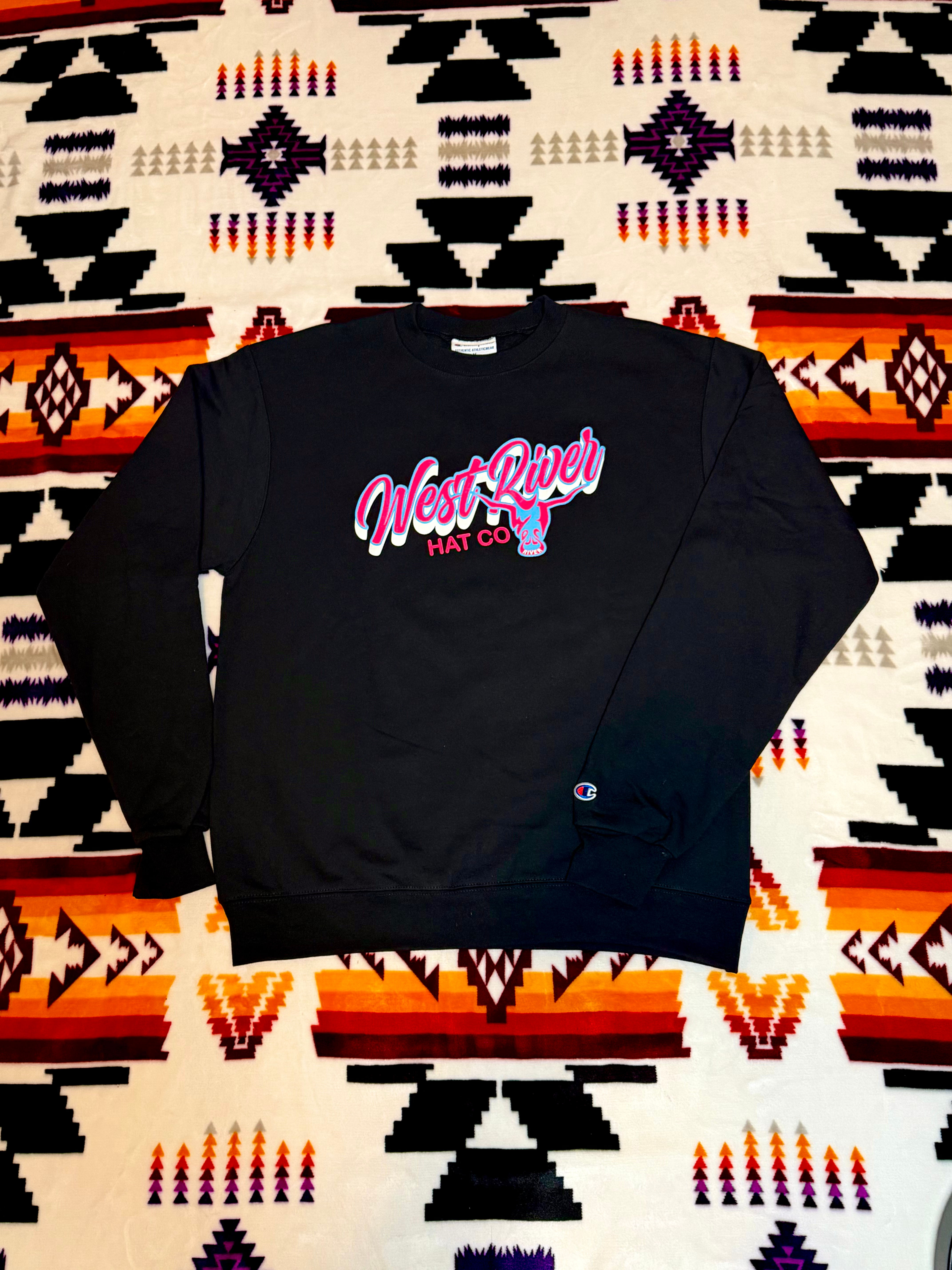 Black Crewneck/ Pink Sharp Shooter Logo