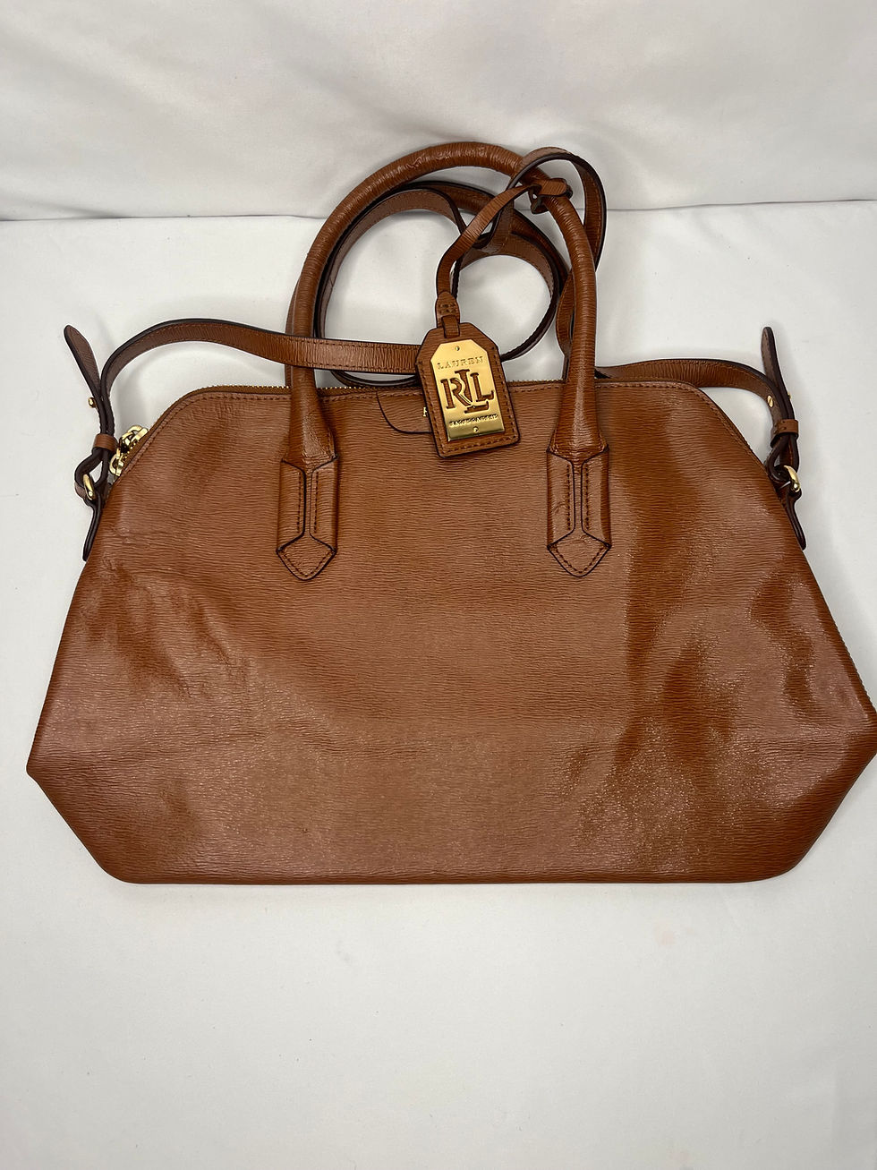 Thumbnail: Ralph Lauren RLL Cognac Structured Satchel