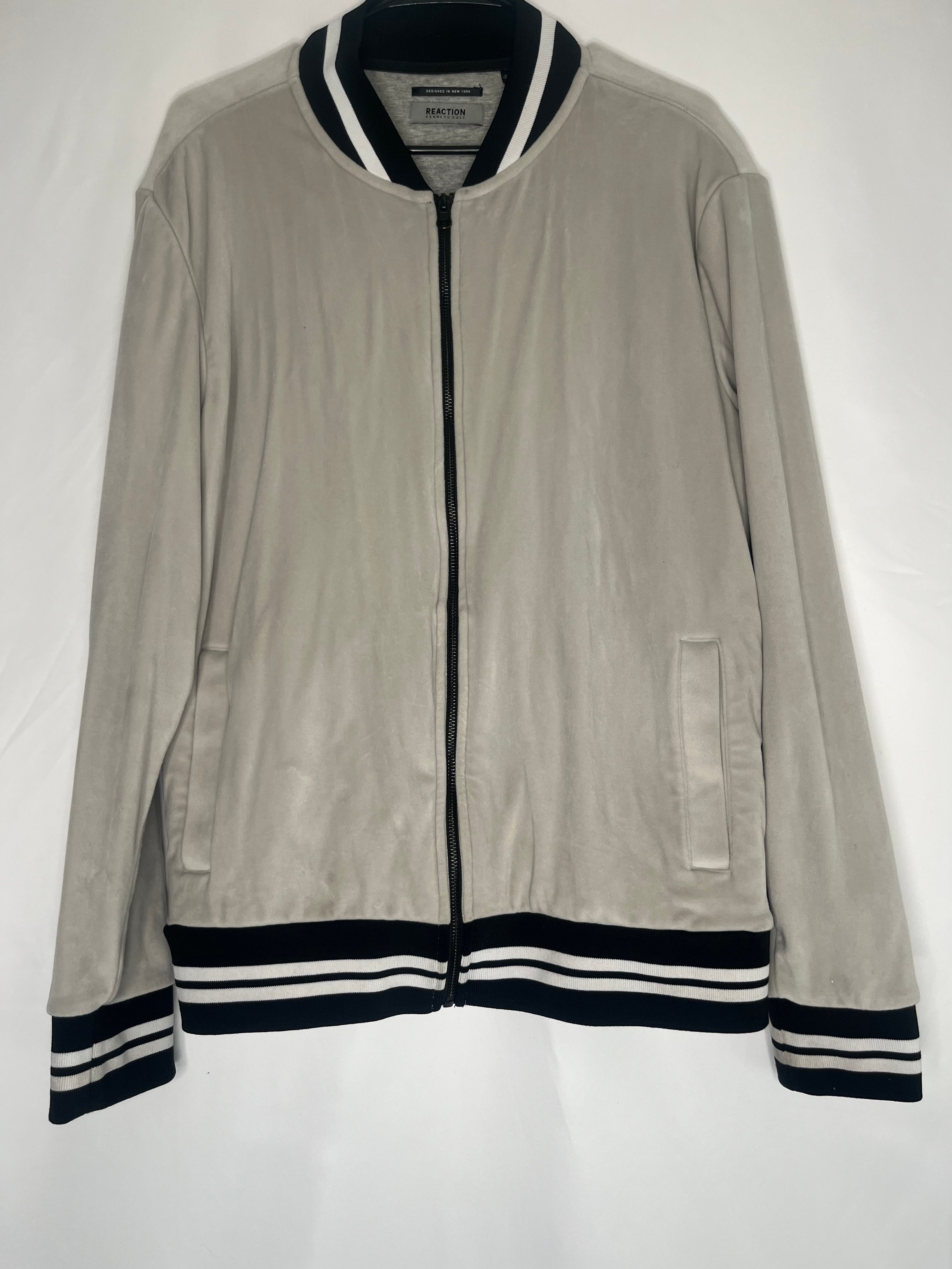 Kenneth Cole Reaction Men’s Casual Velvet Jacket-Zip Up| Black & White Striped T