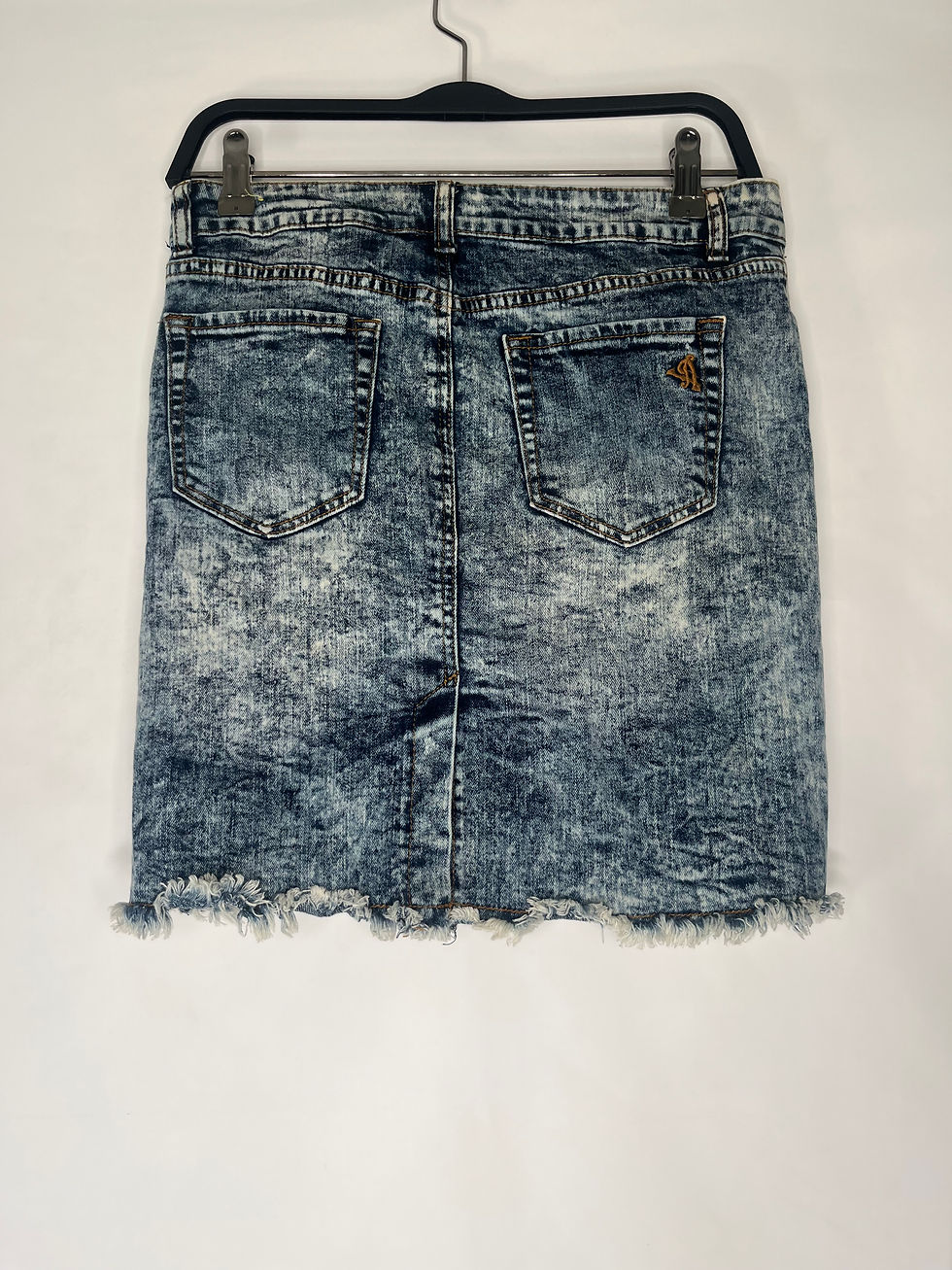 Thumbnail: V.I.P. Women’s Blue Acid Wash Distressed Denim Skirt