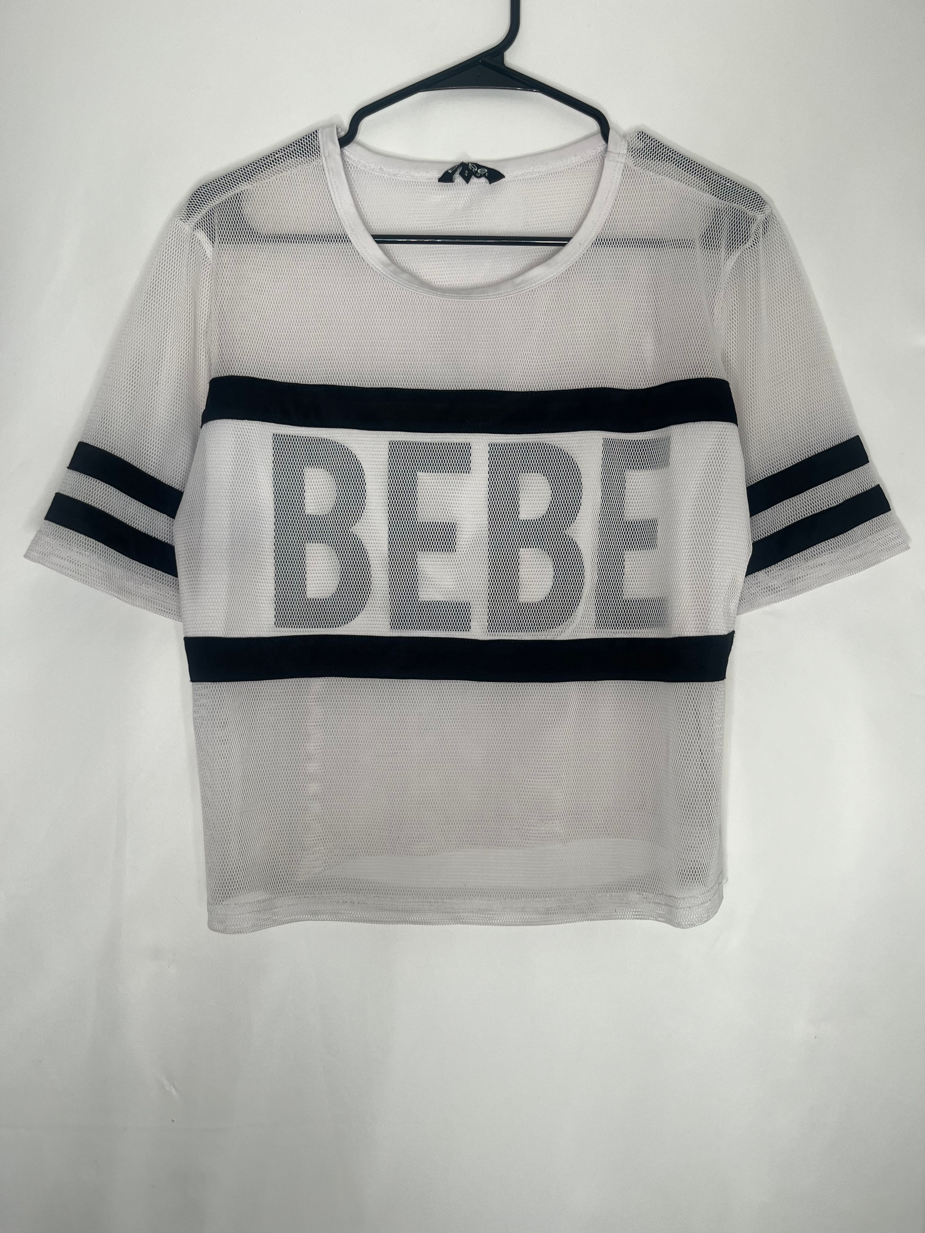 Bebe Sport Women’s Sheer Mesh Short Sleeve Top