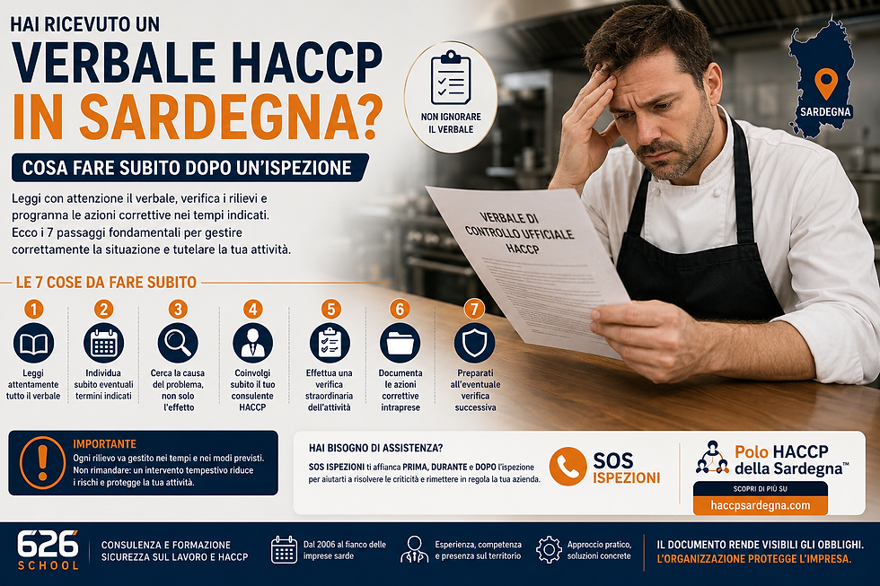 Hai ricevuto un verbale HACCP in Sardegna? Cosa fare subito dopo un’ispezione