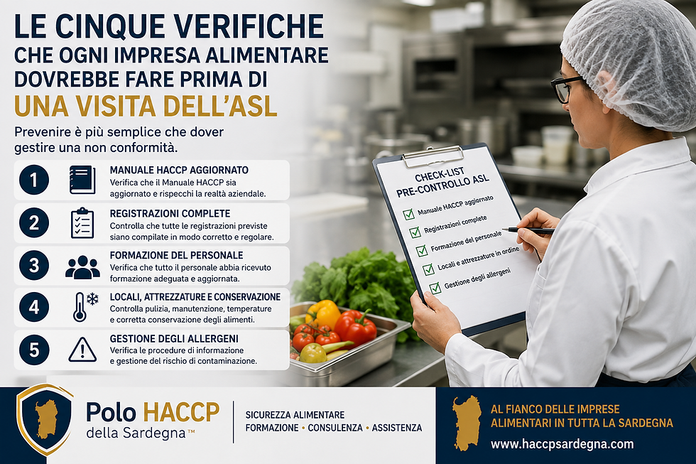 Le cinque verifiche che ogni impresa alimentare dovrebbe fare prima di una visita dell'ASL