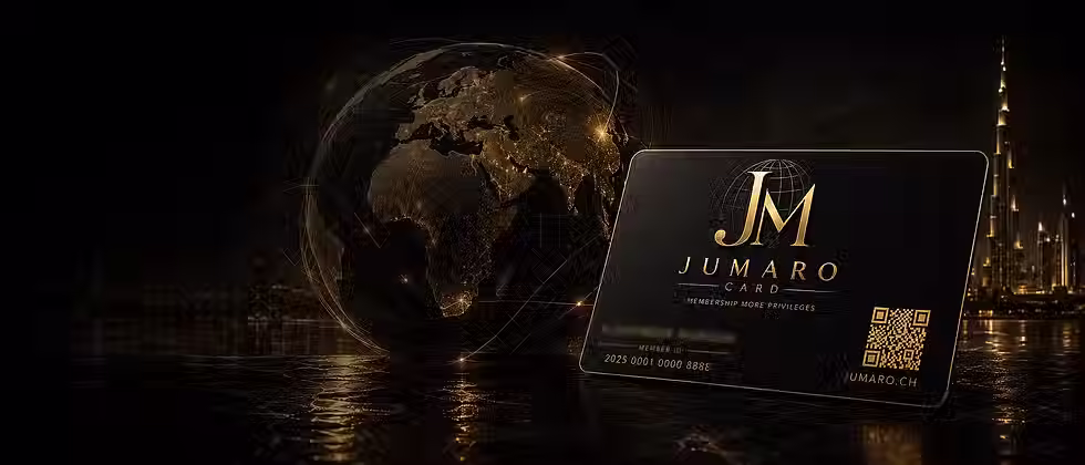 Goldener Globus mit JUMARO-Karte rechts