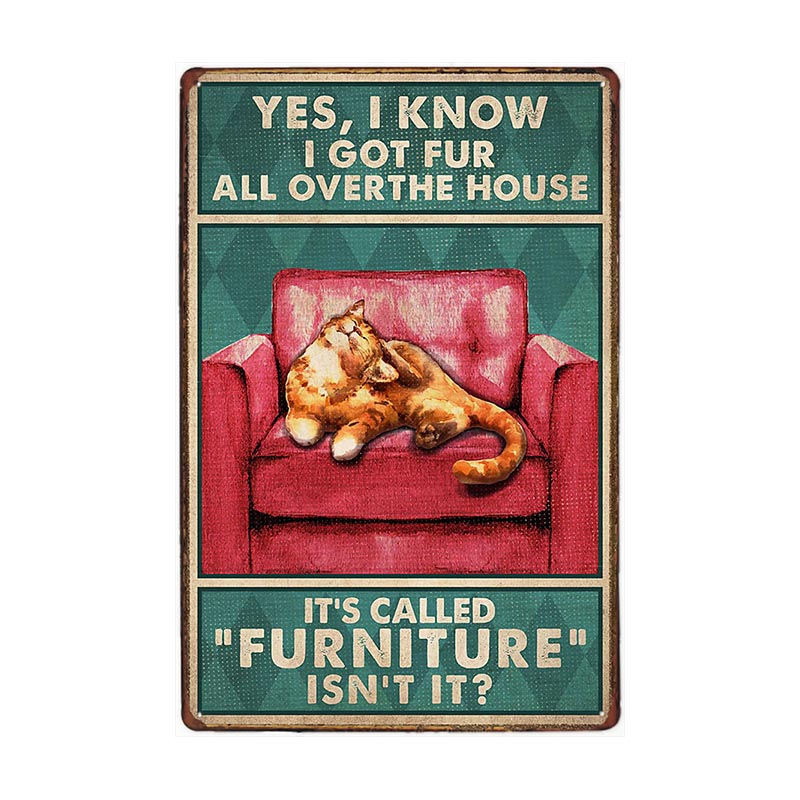Vintage Funny Art Cat Metal Sign 20x30cm