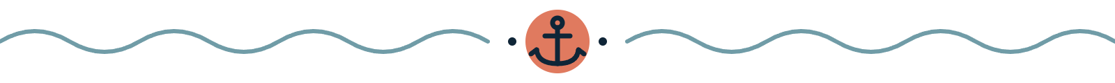 Coral anchor between two sea-glass waves