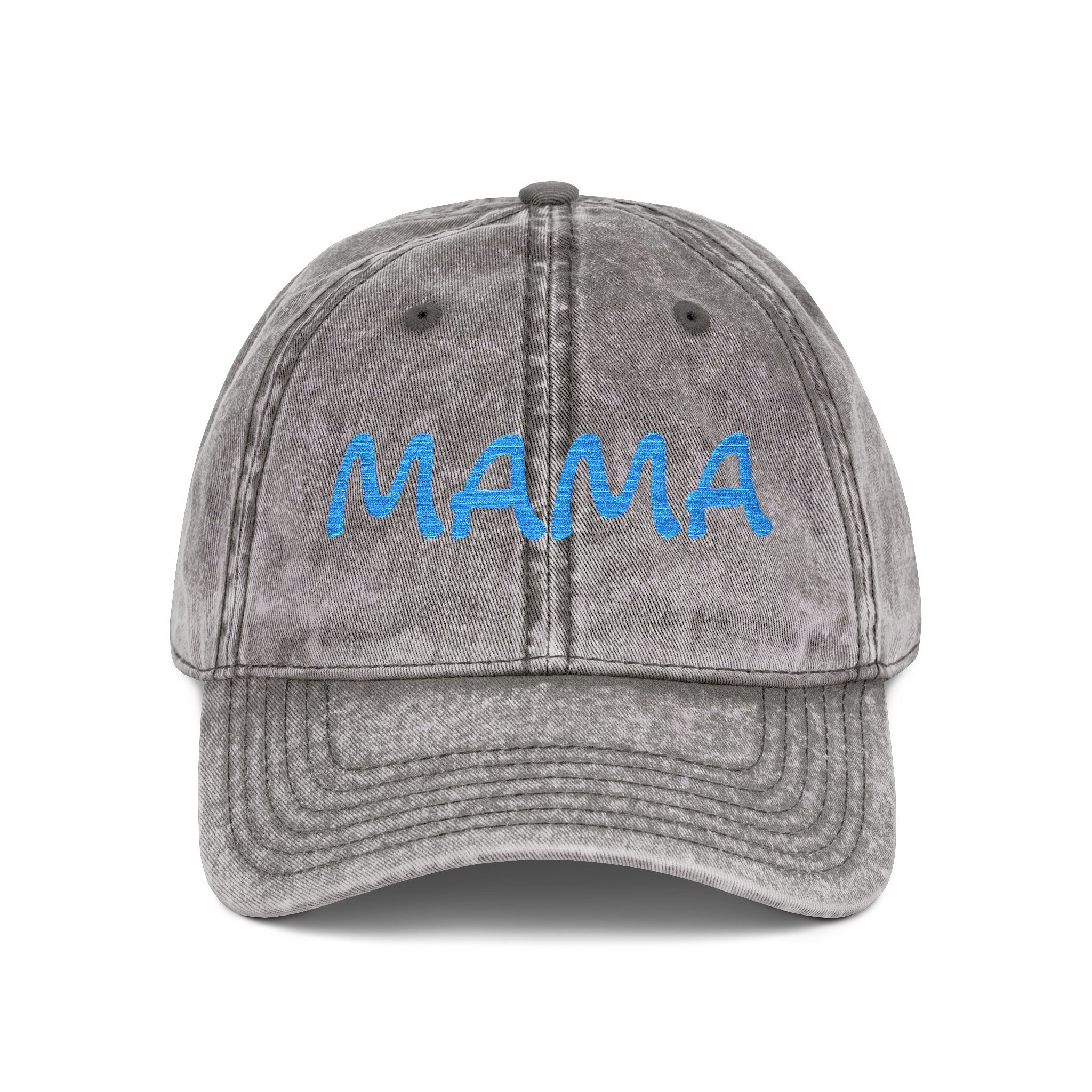 Mama Embroidered Vintage Cap – Washed Gray Baseball Hat for Moms