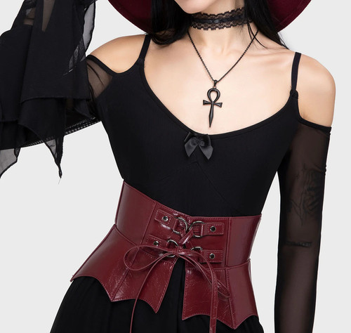 Killstar Wetland Bat Peplum Corset Zwart