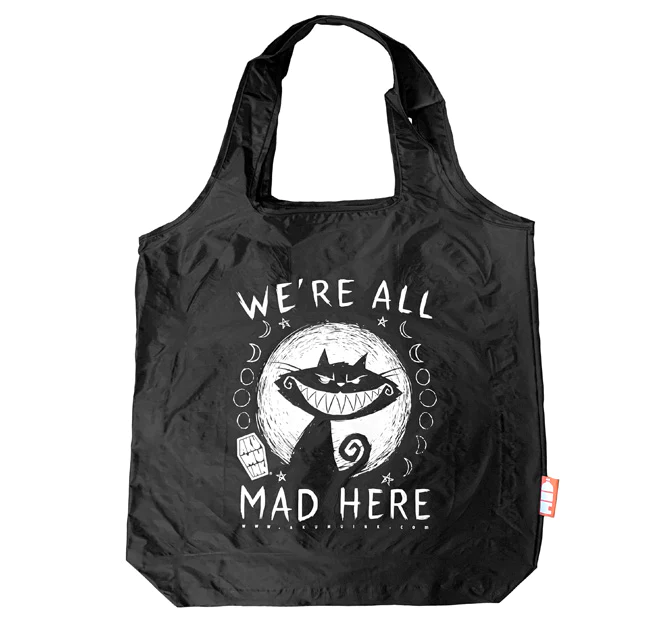 CafePress 'We're All Mad Here' Natural Canvas Tote Bag - Reusable Shopping Bag
