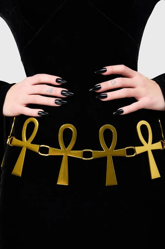 Cintura KILLSTAR Ankh – Nera – Regolabile – Donna – Pelle Sintetica