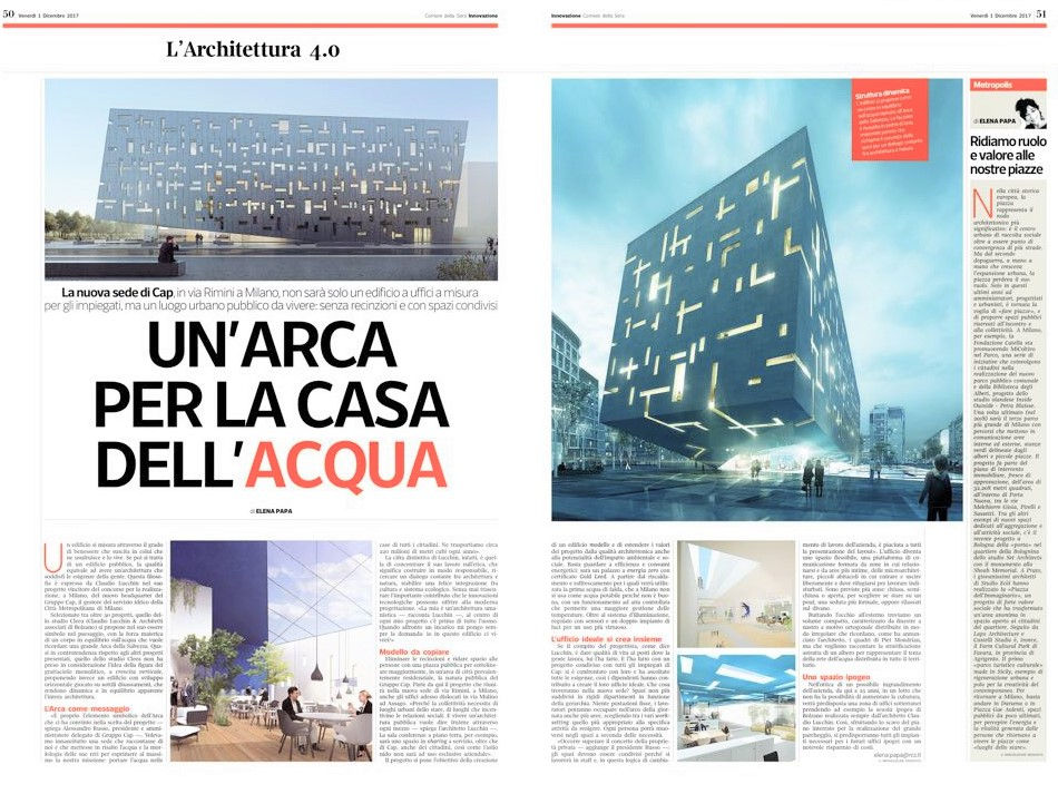 CL&AA vincitore del concorso "nuovo Headquarter del gruppo CAP" a Milano:il progetto s